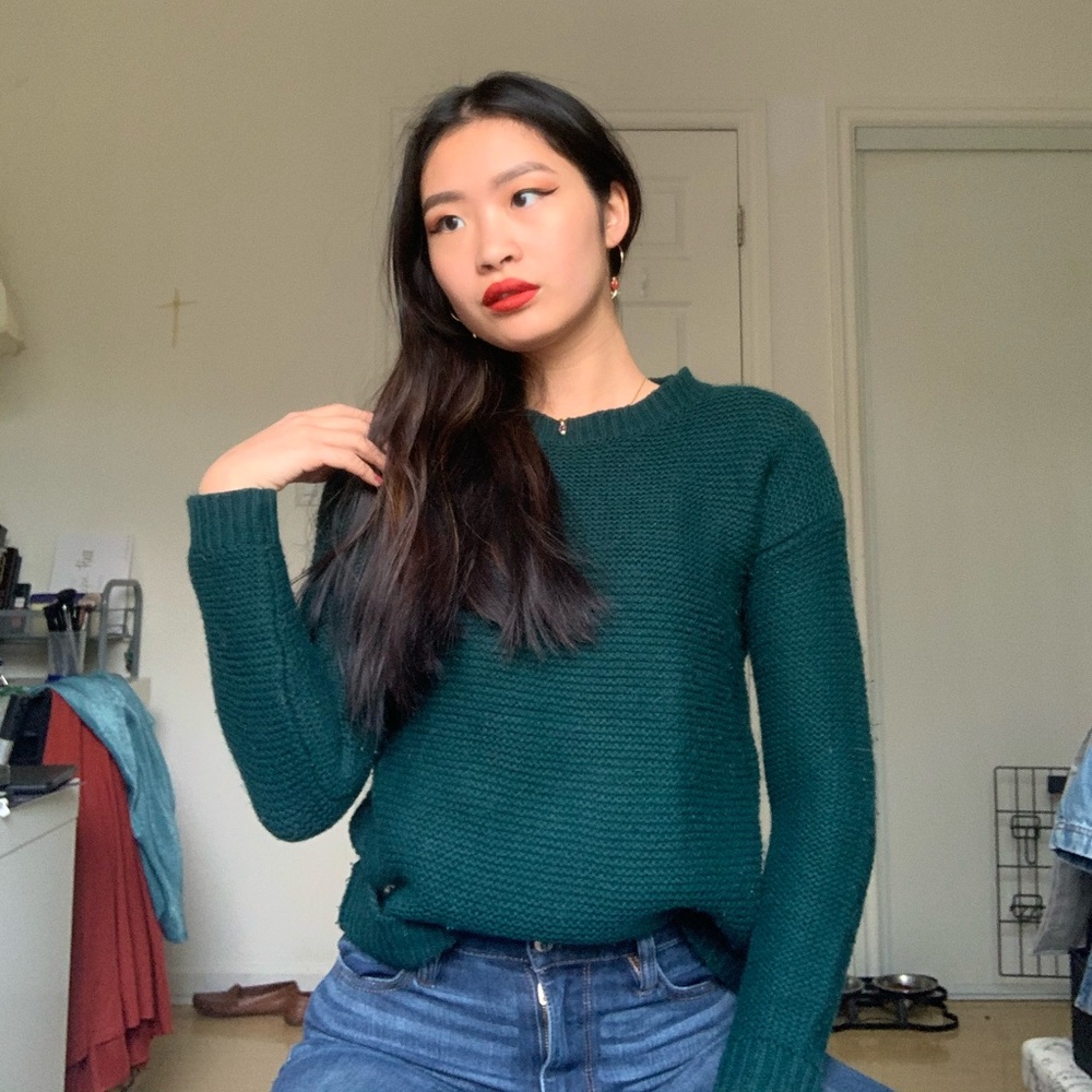 Comfy Crew Neck Forest Green Sweater